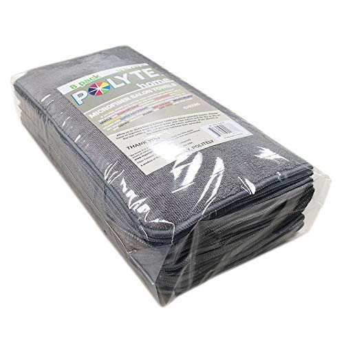 POLYTE Professional Quick Dry Lint Free Microfiber Hair Drying Salon Towel, 16 x 29 in, 8 Pack (Dark Gray)